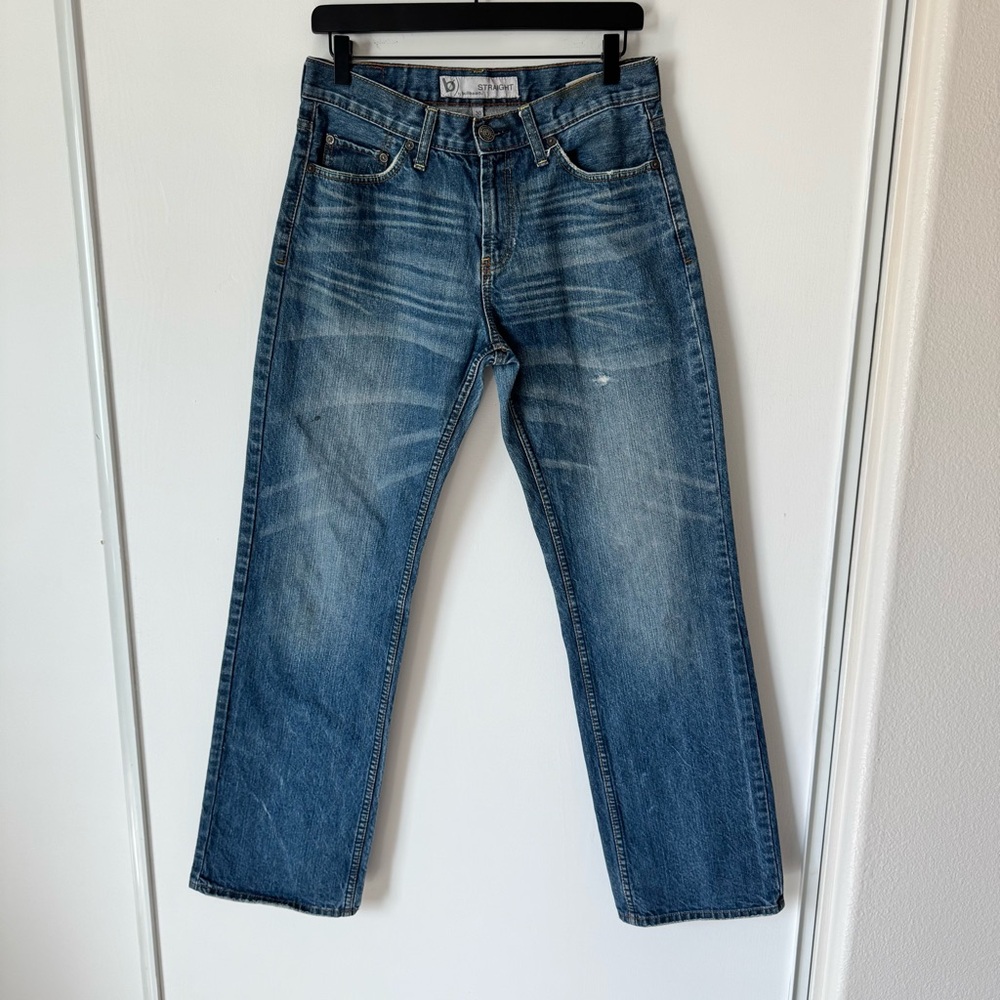 B By Bullhead Men’s Straight-Leg Jeans Medium Wash Whiskering Detail 30X32 - Picture 2 of 9